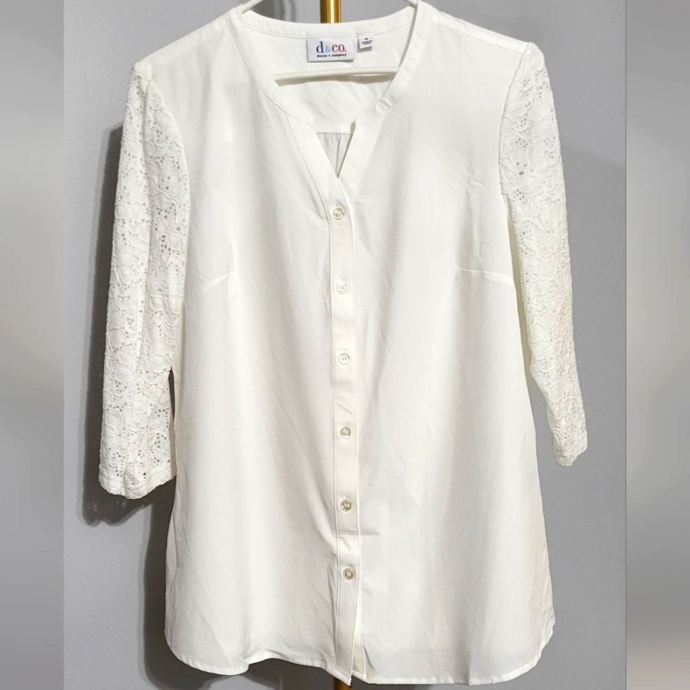 D & Co. Button Up Lace Blouse